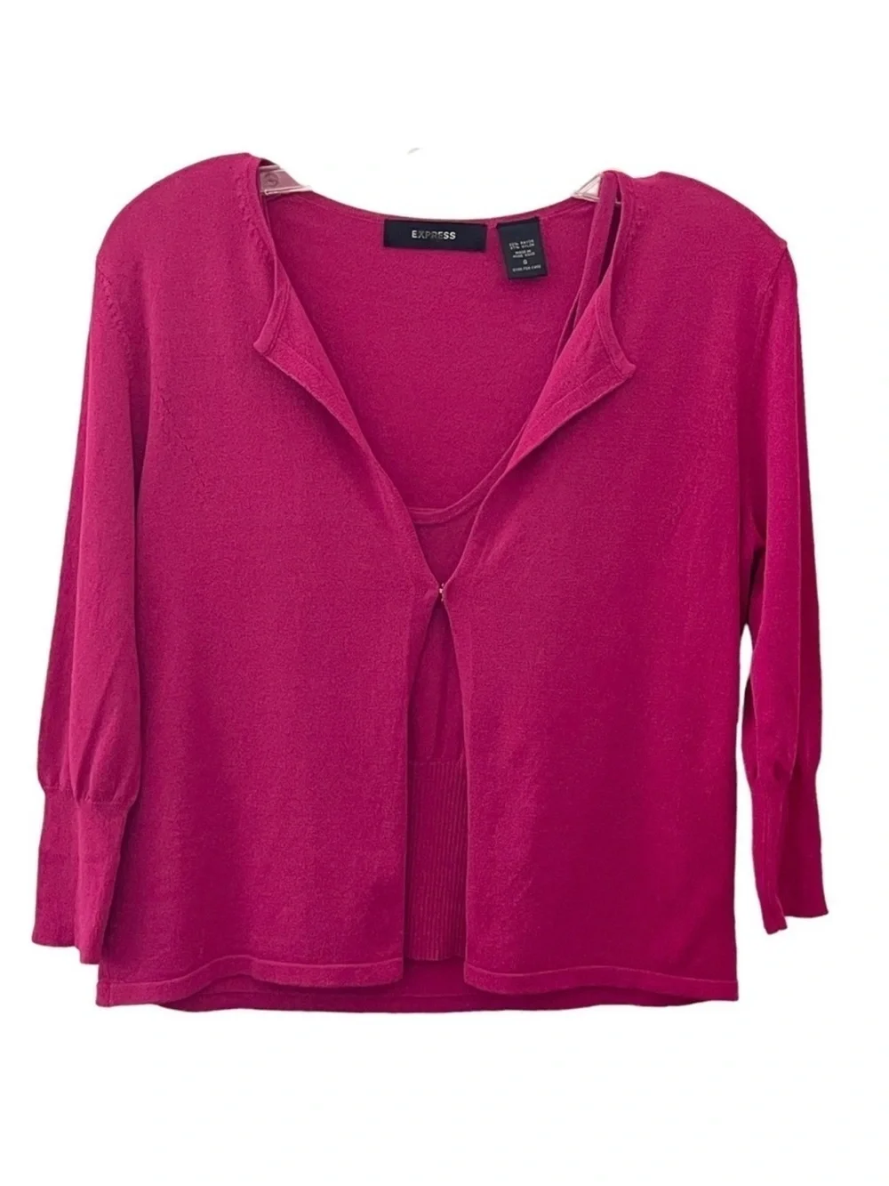 Express Y2K Hot Pink Knit Cami Cardigan Sweater Set Size Small